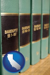 california map icon and bankruptcy law books