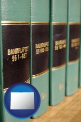 colorado map icon and bankruptcy law books