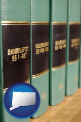 connecticut map icon and bankruptcy law books
