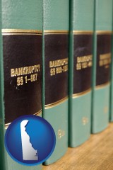 delaware map icon and bankruptcy law books