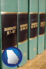 georgia map icon and bankruptcy law books