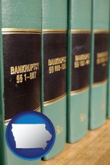 iowa map icon and bankruptcy law books
