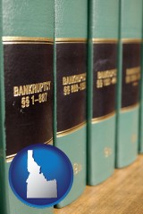 idaho map icon and bankruptcy law books
