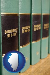 illinois map icon and bankruptcy law books