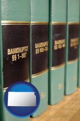 kansas map icon and bankruptcy law books