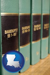 louisiana map icon and bankruptcy law books