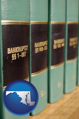 maryland map icon and bankruptcy law books