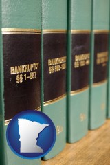 minnesota map icon and bankruptcy law books