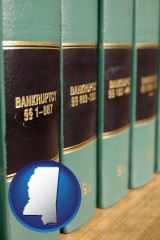 mississippi map icon and bankruptcy law books