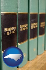 north-carolina map icon and bankruptcy law books