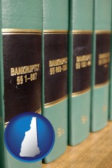 new-hampshire map icon and bankruptcy law books