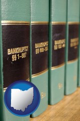 ohio map icon and bankruptcy law books