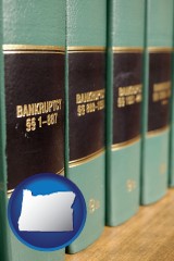oregon map icon and bankruptcy law books
