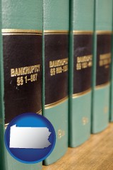 pennsylvania map icon and bankruptcy law books