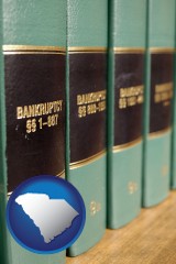 south-carolina map icon and bankruptcy law books