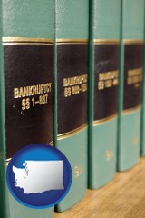 washington map icon and bankruptcy law books