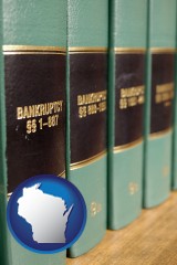 wisconsin map icon and bankruptcy law books