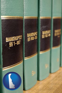 bankruptcy law books - with Delaware icon