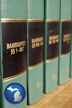 bankruptcy law books - with Michigan icon