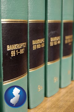 bankruptcy law books - with New Jersey icon